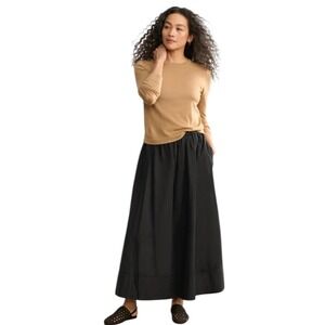 Jenni Kayne navy lauren Cotton Maxi Skirt Elastic Waist Size XL